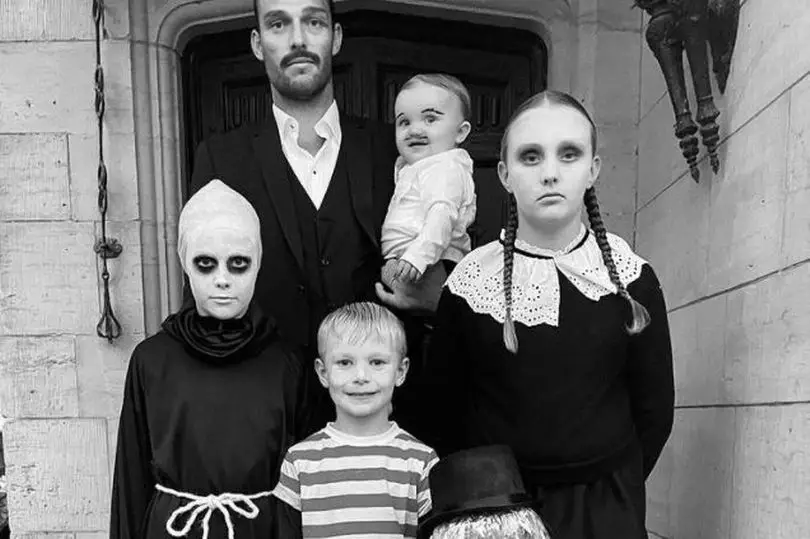 Photo of Andy Carroll and kids ‘win Halloween’ with Addams Family makeover