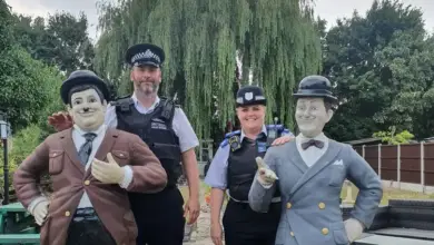 Photo of Huge Laurel and Hardy statues stolen from outside East London house found by police ‘by pure fluke’